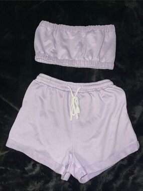 SHEIN Lavender Bandeau Tube Top and Lounge Shorts Set